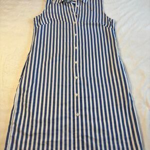 Tommy Hilfiger Blue & White Striped Collared Sleeveless Dress | Size 4